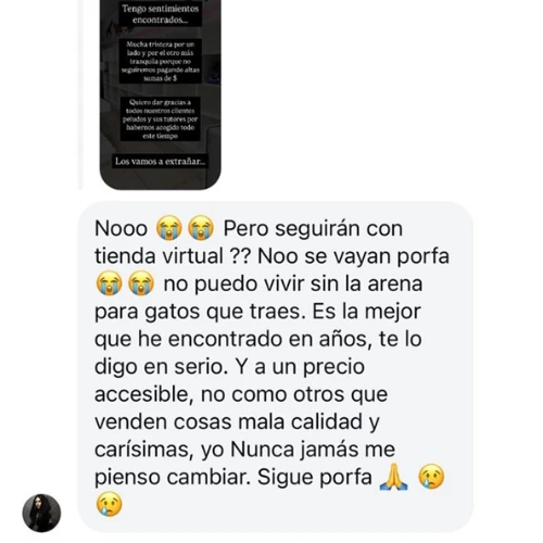 Testimonios Patitas Cats Cliente feliz