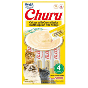 Churu Pollo con Queso y Carne es un paté natural, nutritivo y delicioso, sin conservantes ni colorantes. Una golosina irresistible para tu gato.