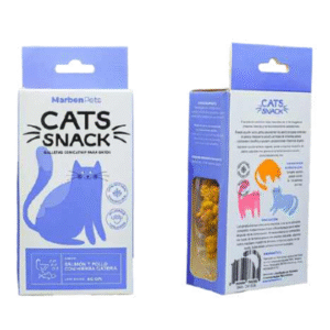 Cats Snacks Galletas de Salmón y Pollo con Hierba Gatera, hechas con ingredientes 100% naturales. Contienen hierba gatera que estimula la actividad física, siendo sabrosas y saludables para tu gato.