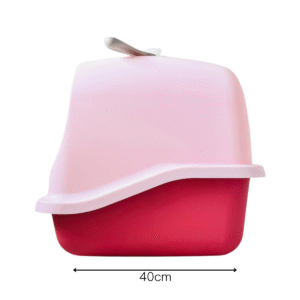 Sanitario cerrado para gatos con puerta abatible, tapa removible y base profunda. Ofrece privacidad, reduce la dispersión de arena y controla olores. Ideal para gatos que prefieren un espacio tranquilo y cómodo para su higiene.