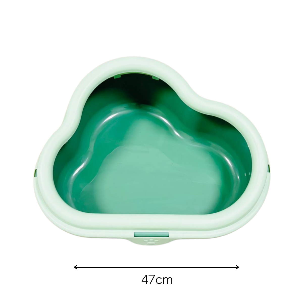 Arenero sanitario abierto con baranda para gatos, fabricado en plástico resistente. Su diseño con bordes elevados ayuda a contener la arena y evitar salpicaduras. Perfecto para gatos que prefieren espacios abiertos, ofrece fácil acceso, limpieza sencilla y mayor higiene.