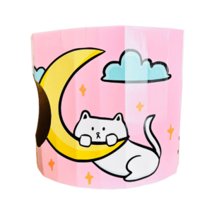 Casa de cartón con rascador para gatos, ideal para descanso y juego.