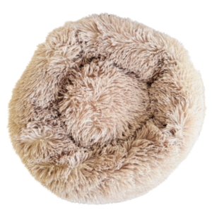 Cama redonda para gato con bordes elevados, ideal para reducir el estrés y brindar seguridad. Fabricada con tela ultrasuave, relleno mullido y base antideslizante.