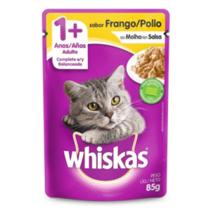 Whiskas con trocitos en salsa, ideal para gatos adultos. Aporta proteínas, favorece la hidratación y cuida el tracto urinario. Nutrición completa para su vitalidad diaria.